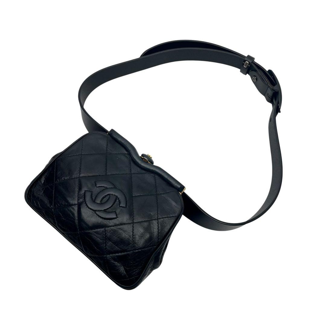 Chanel Lambskin Quilted Kiss Lock Waist Belt Bag CC Logo — view 3