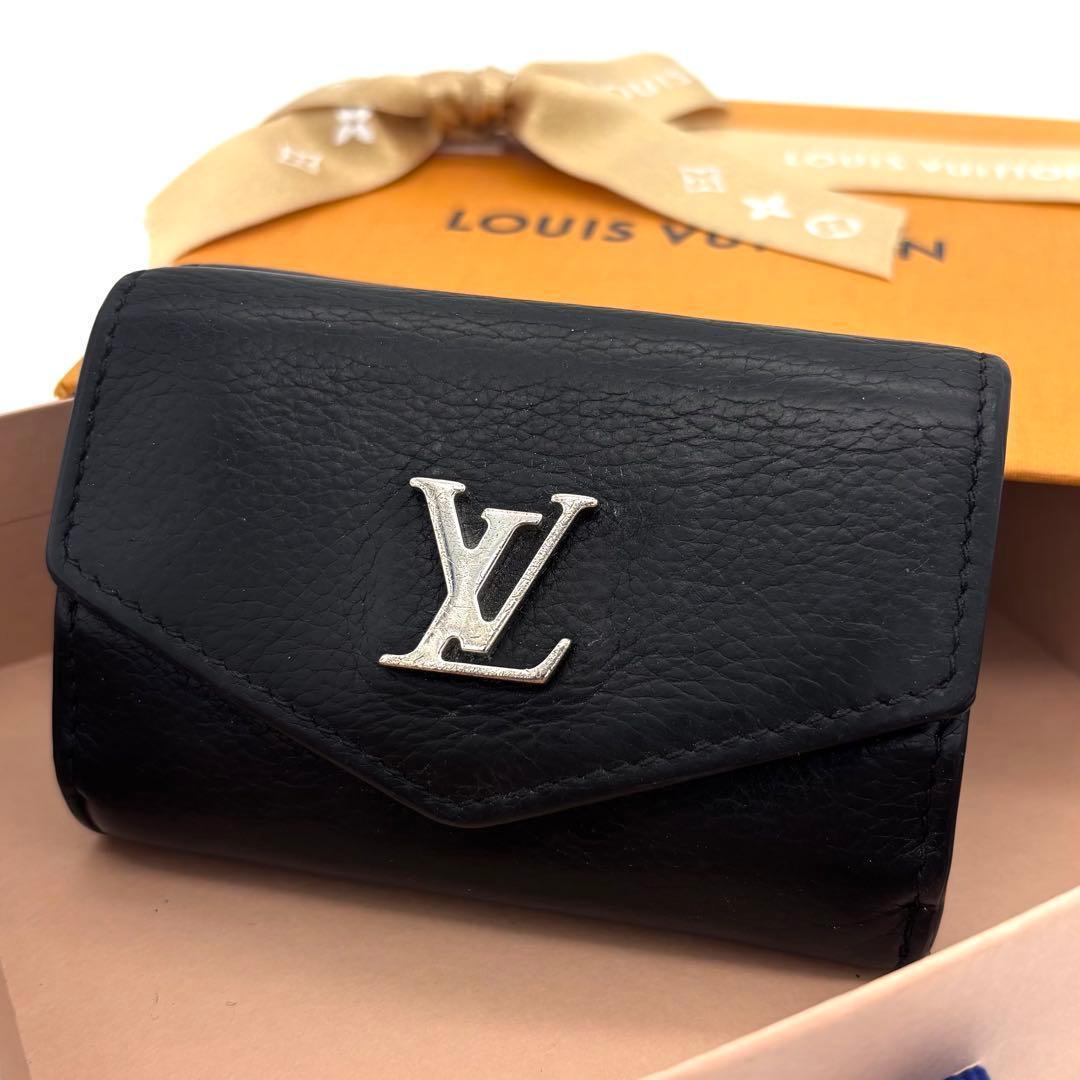 Louis Vuitton Portefeuille Lock Mini Trifold Wallet Noir Silver