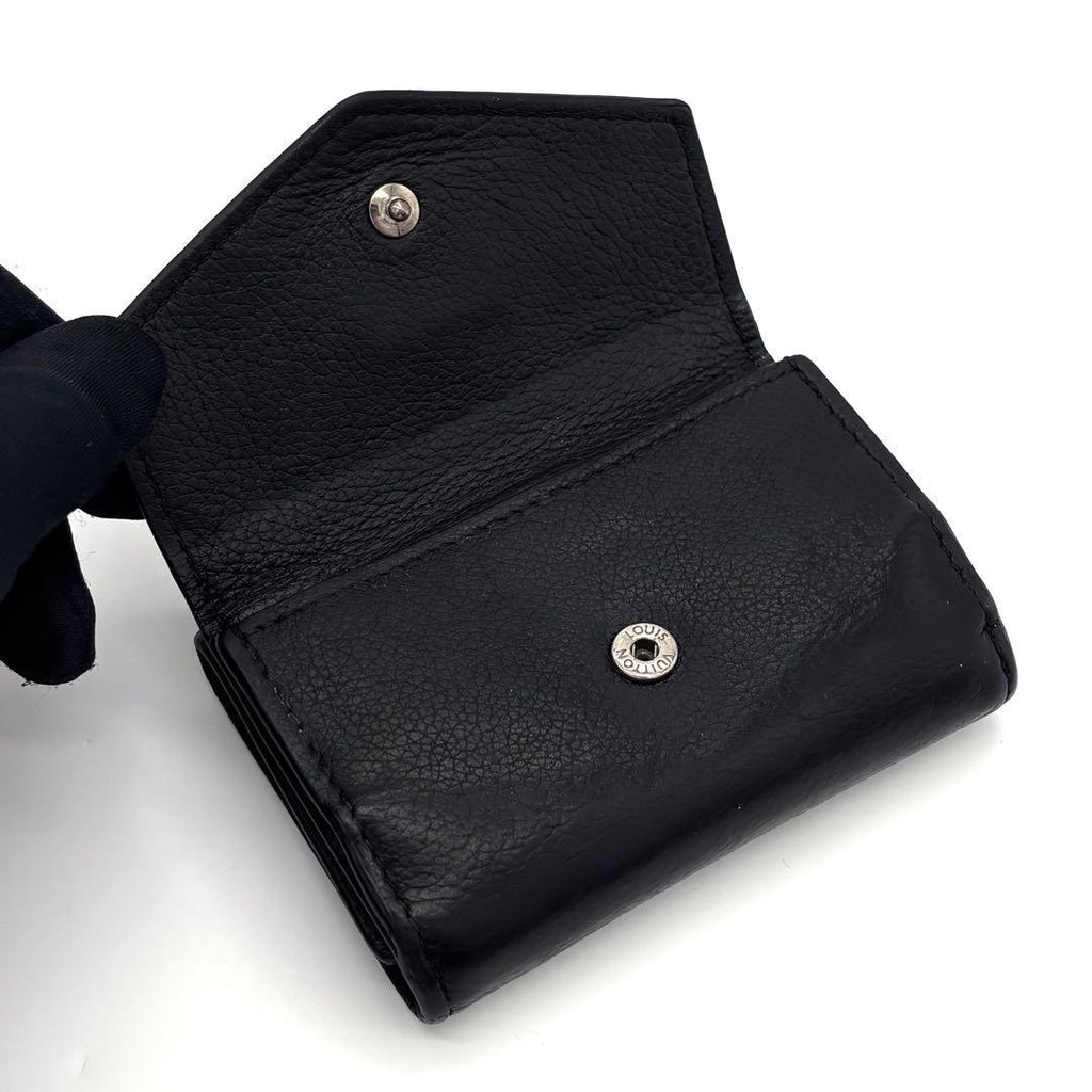 Louis Vuitton Portefeuille Lock Mini Trifold Wallet Noir Silver — view 4