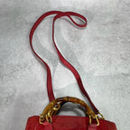 Gucci Shoulder Bag 2-Way Suede Bamboo Red Leather — view 4