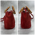 Gucci Shoulder Bag 2-Way Suede Bamboo Red Leather — view 7