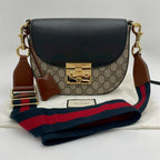 Gucci GG Supreme Leather Shoulder Bag Beige