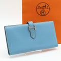 Hermes Bearn Classic Blue Gene Silver Wallet