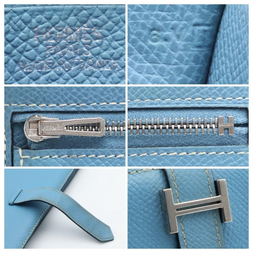 Hermes Bearn Classic Blue Gene Silver Wallet — view 7