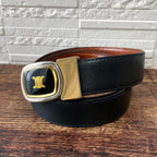 Celine Leather Triomphe Buckle Gold Belt