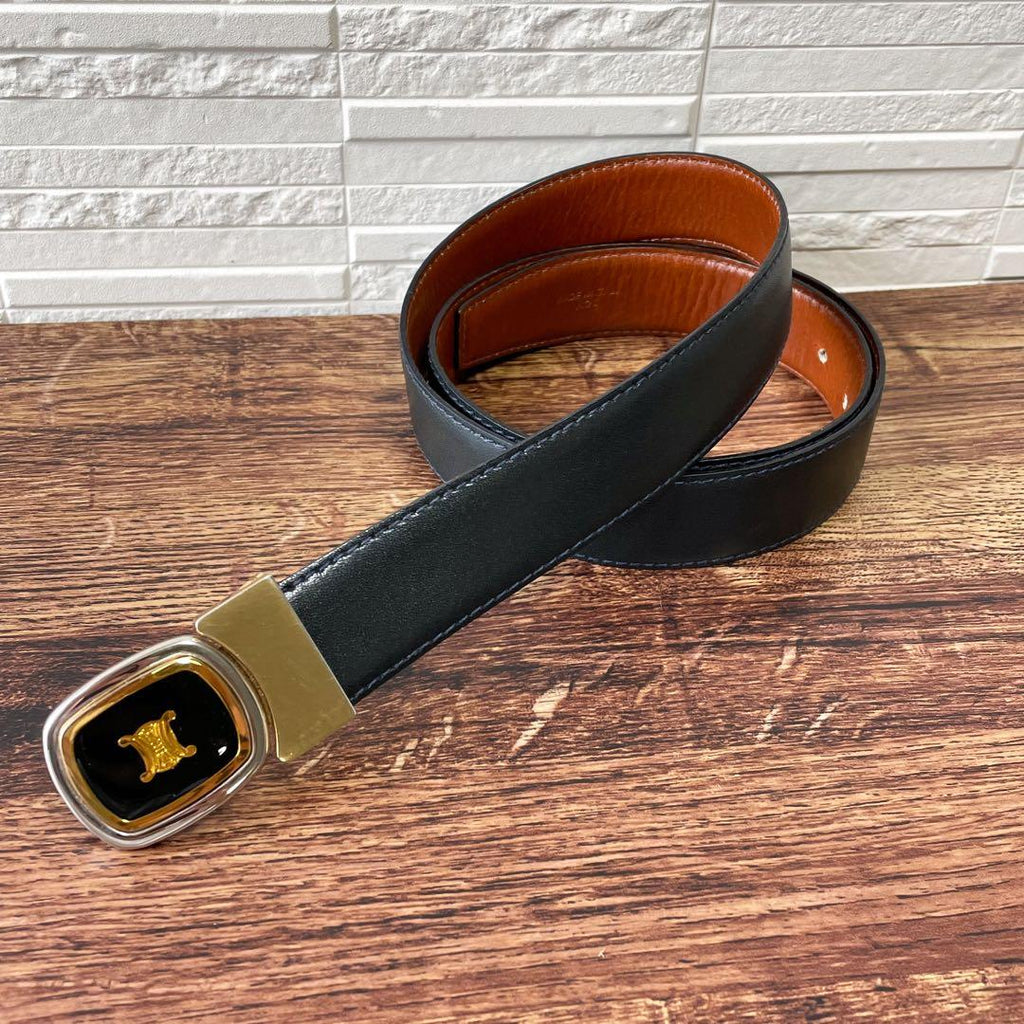 Celine Leather Triomphe Buckle Gold Belt — view 2