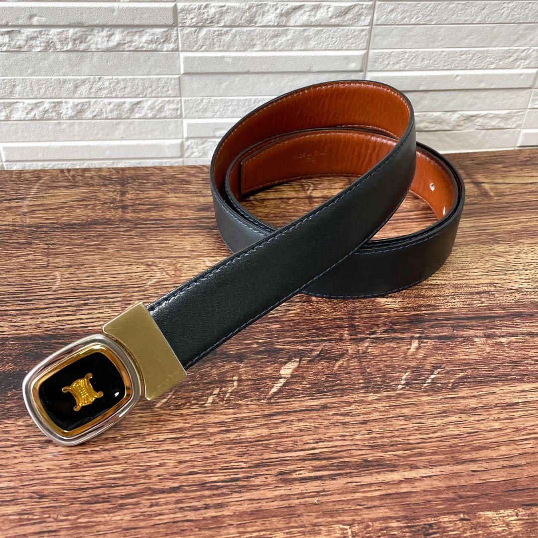 Celine Leather Triomphe Buckle Gold Belt — view 2