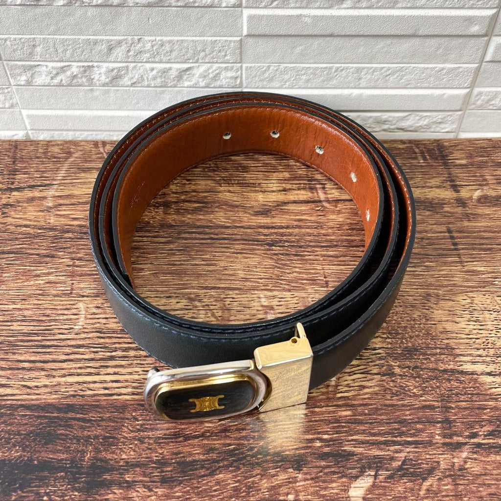 Celine Leather Triomphe Buckle Gold Belt — view 3