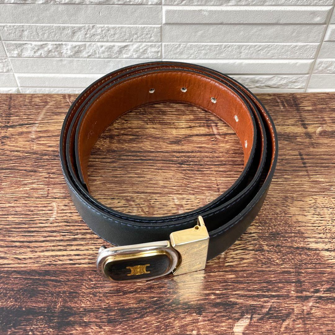 Celine Leather Triomphe Buckle Gold Belt — view 3