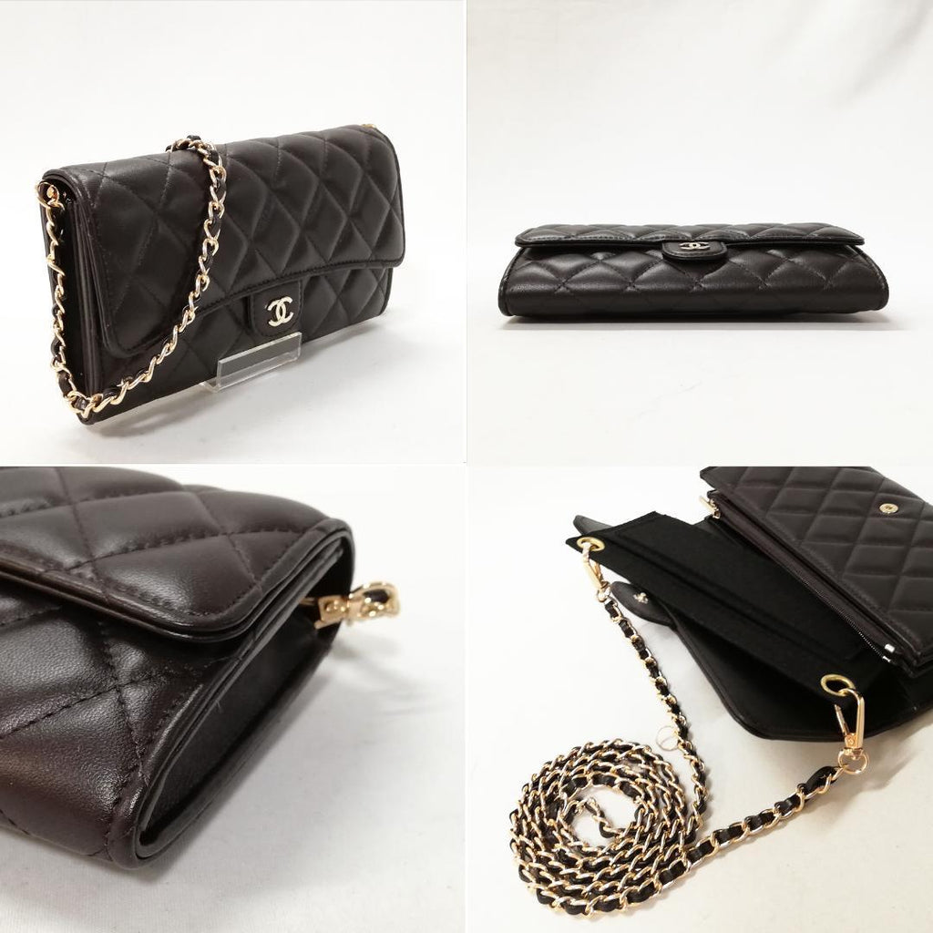 Chanel Lambskin Quilted Wallet Brown — view 3