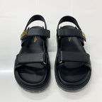 Christian Dioract Leather Logo Sandals Black — view 2