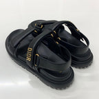 Christian Dioract Leather Logo Sandals Black — view 4