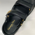 Christian Dioract Leather Logo Sandals Black — view 7