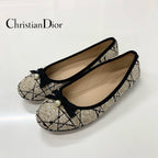 Dior Ballerina Tweet CD Logo Pearl Flat Shoes
