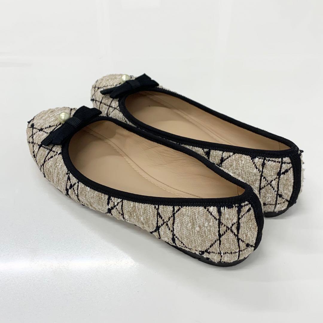 Dior Ballerina Tweet CD Logo Pearl Flat Shoes — view 4