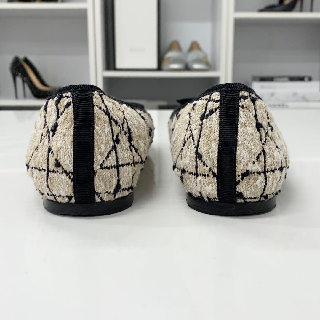 Dior Ballerina Tweet CD Logo Pearl Flat Shoes — view 5