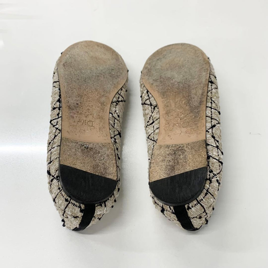 Dior Ballerina Tweet CD Logo Pearl Flat Shoes — view 6