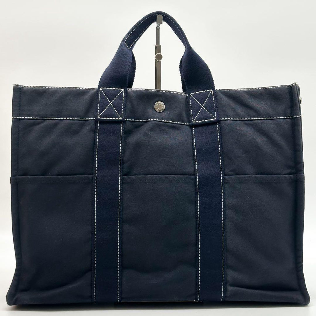 Hermes Deauville MM Navy Canvas Briefcase Business — view 3