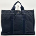 Hermes Deauville MM Navy Canvas Briefcase Business — view 3