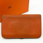 Hermes Dogon GM Duo Taurillon Clemence Orange Bifold Wallet — view 3