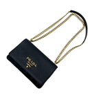 Prada Saffiano Nylon Leather Chain Shoulder Bag Black — view 3