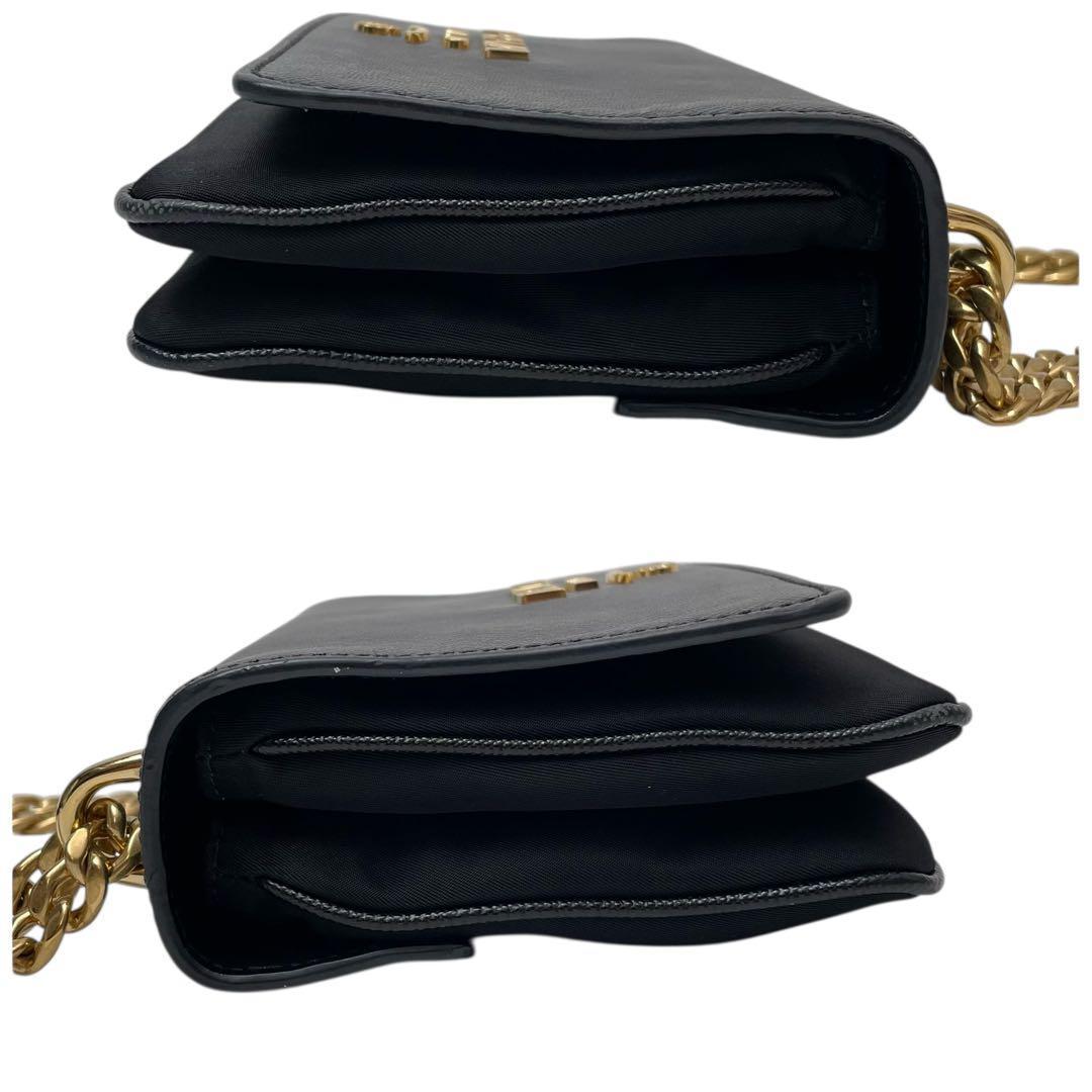Prada Saffiano Nylon Leather Chain Shoulder Bag Black — view 4