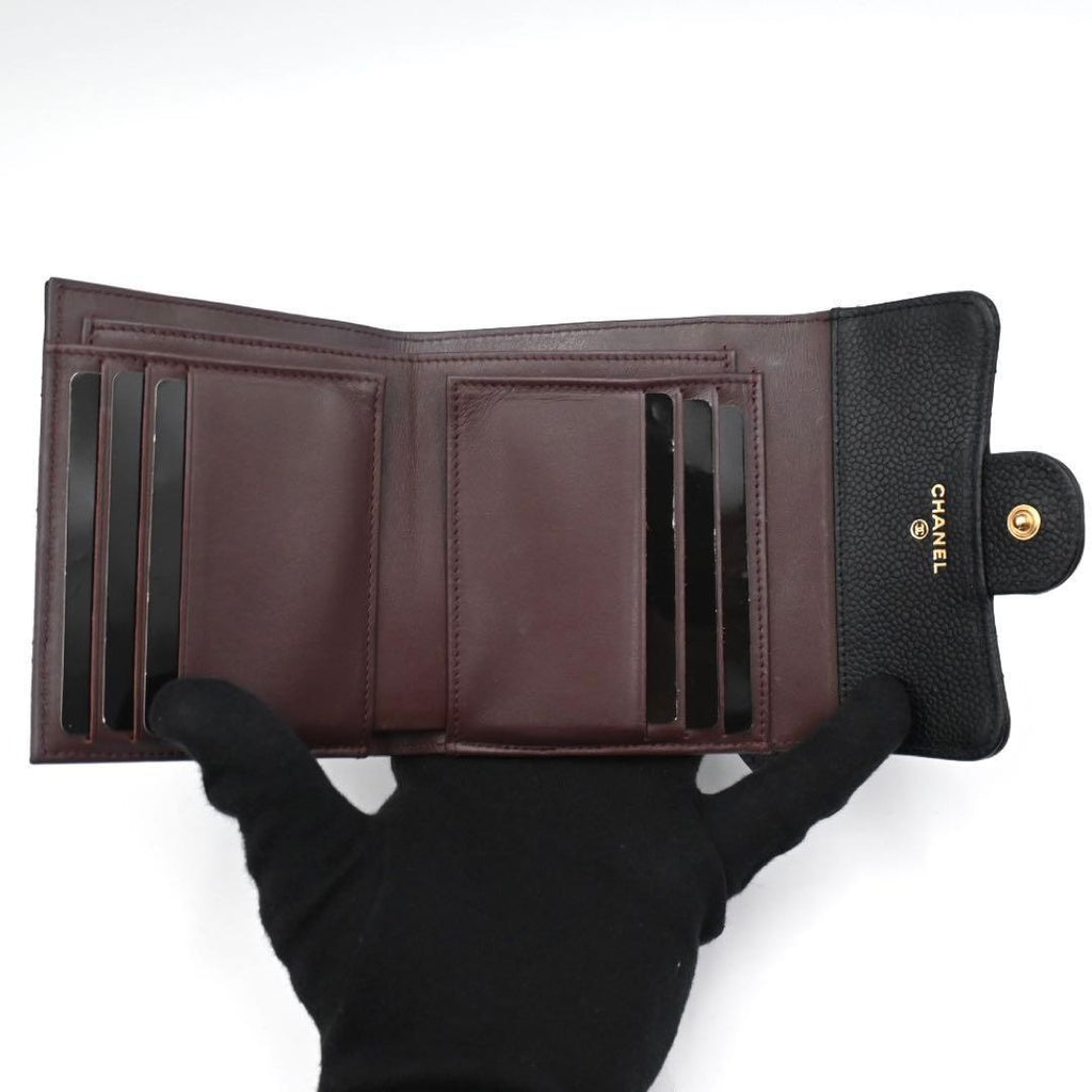 Chanel Quilted CC Logo Trifold Wallet Compact Classic Black — view 3