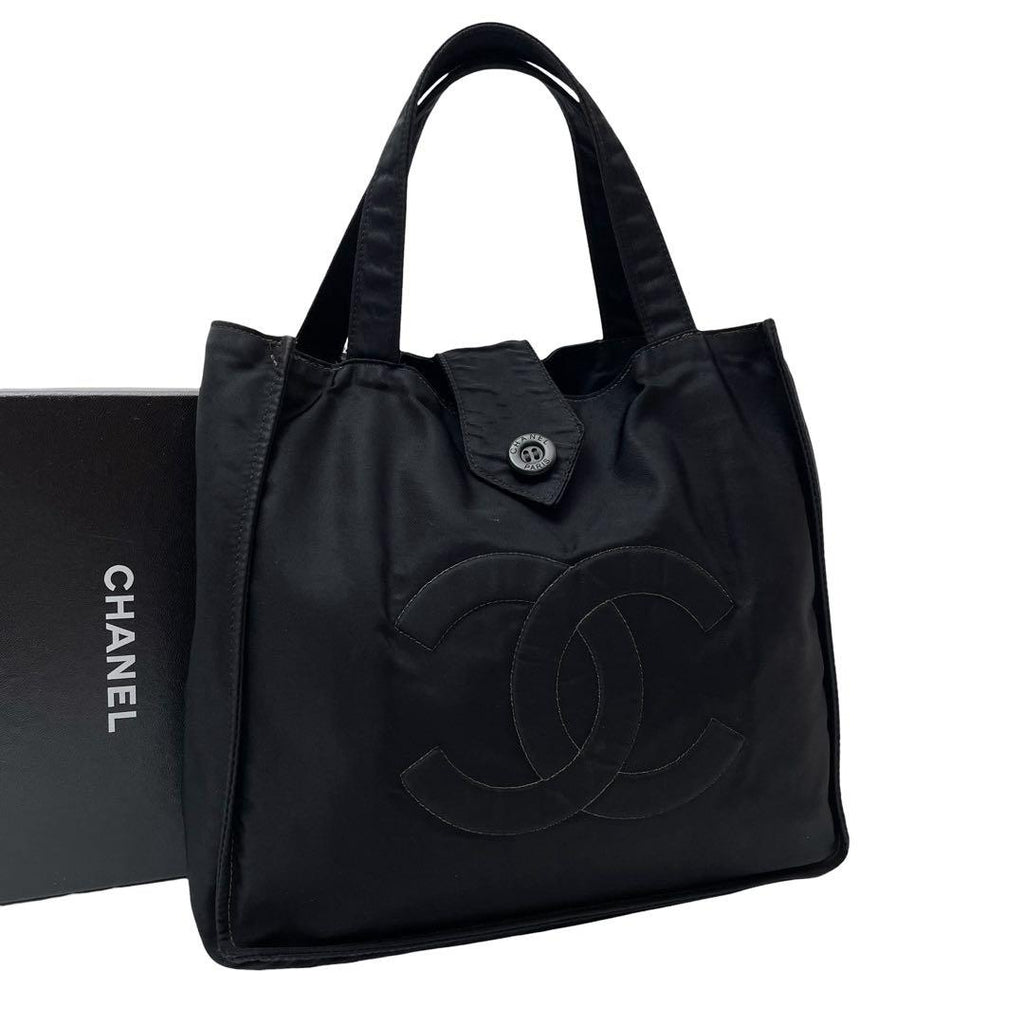 Chanel Nylon CC Logo Hand Tote Black