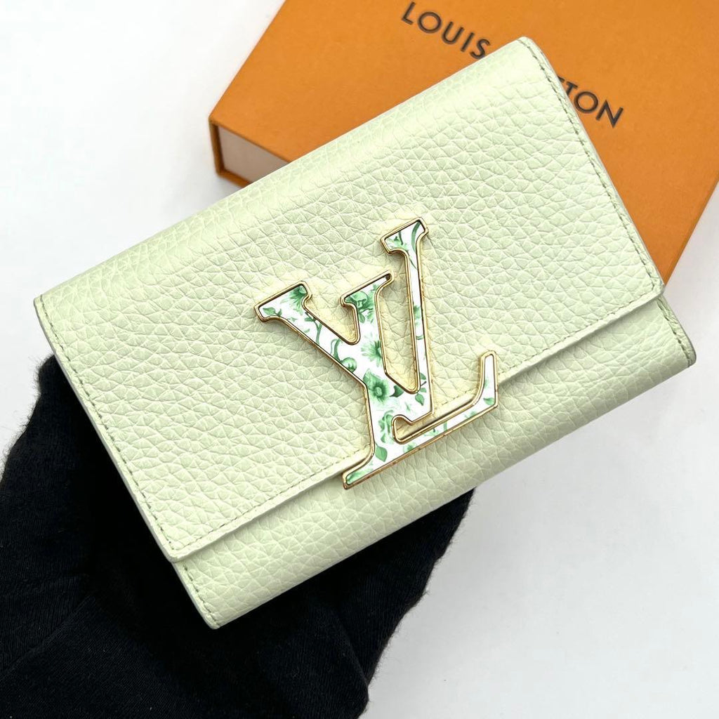 Louis Vuitton Taurillon Capucines Compact Green Trifold Wallet