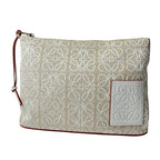 Loewe Anagram Clutch Pouch Beige White