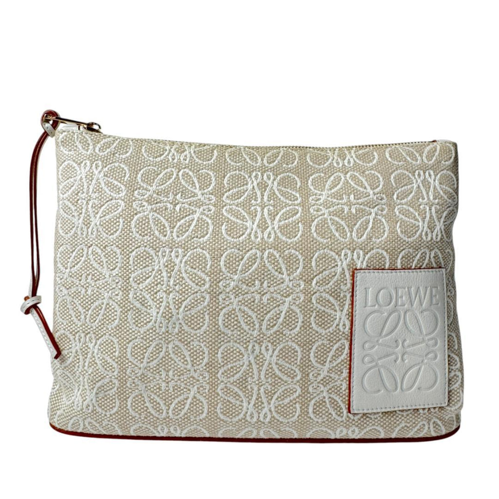 Loewe Anagram Clutch Pouch Beige White — view 2