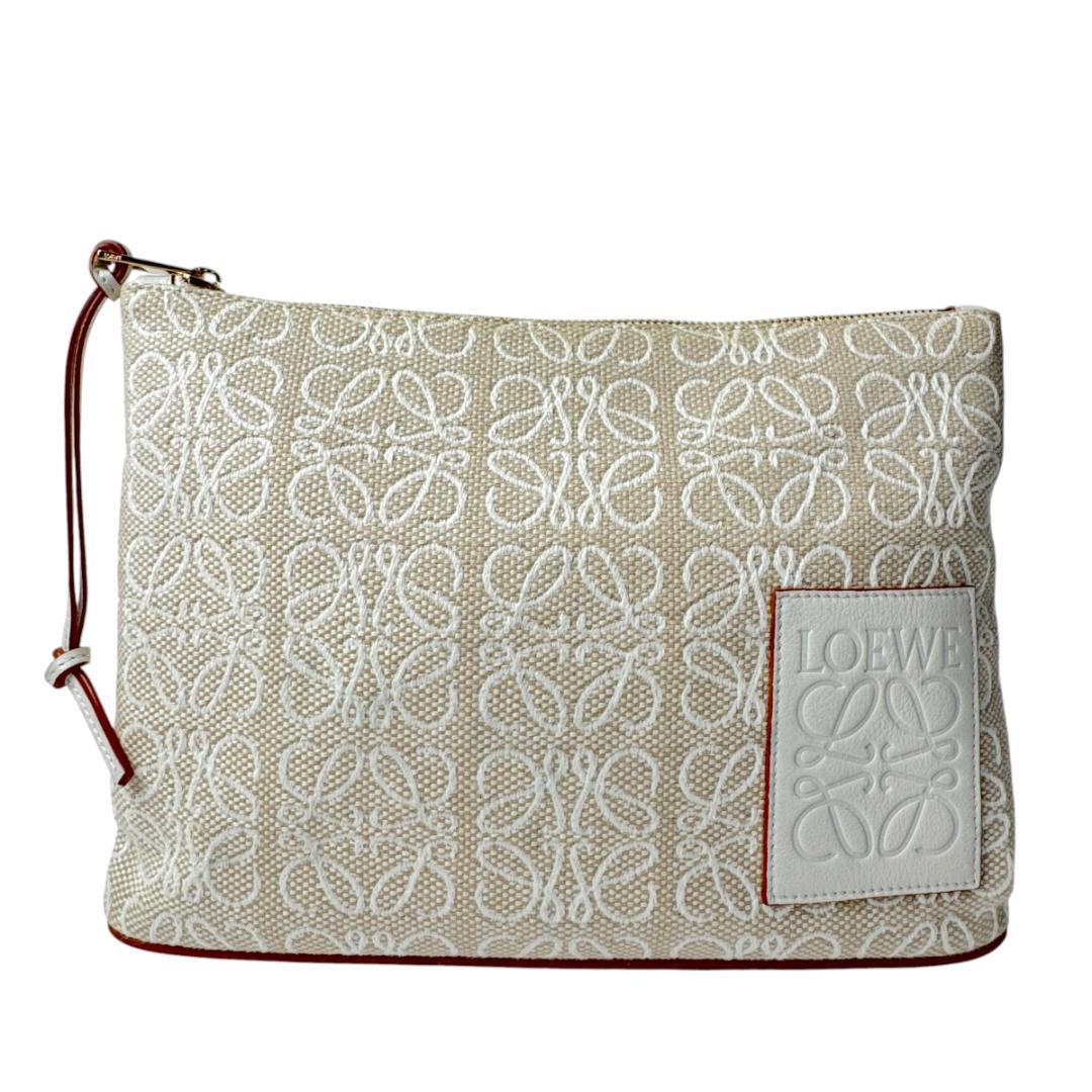 Loewe Anagram Clutch Pouch Beige White — view 2