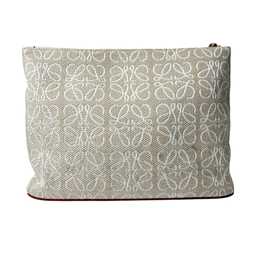 Loewe Anagram Clutch Pouch Beige White — view 3