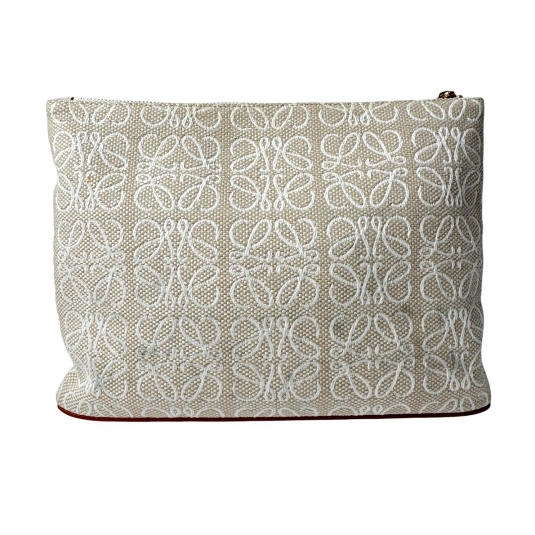Loewe Anagram Clutch Pouch Beige White — view 3