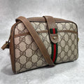 Gucci GG Sherry Line Shoulder Bag Brown Leather
