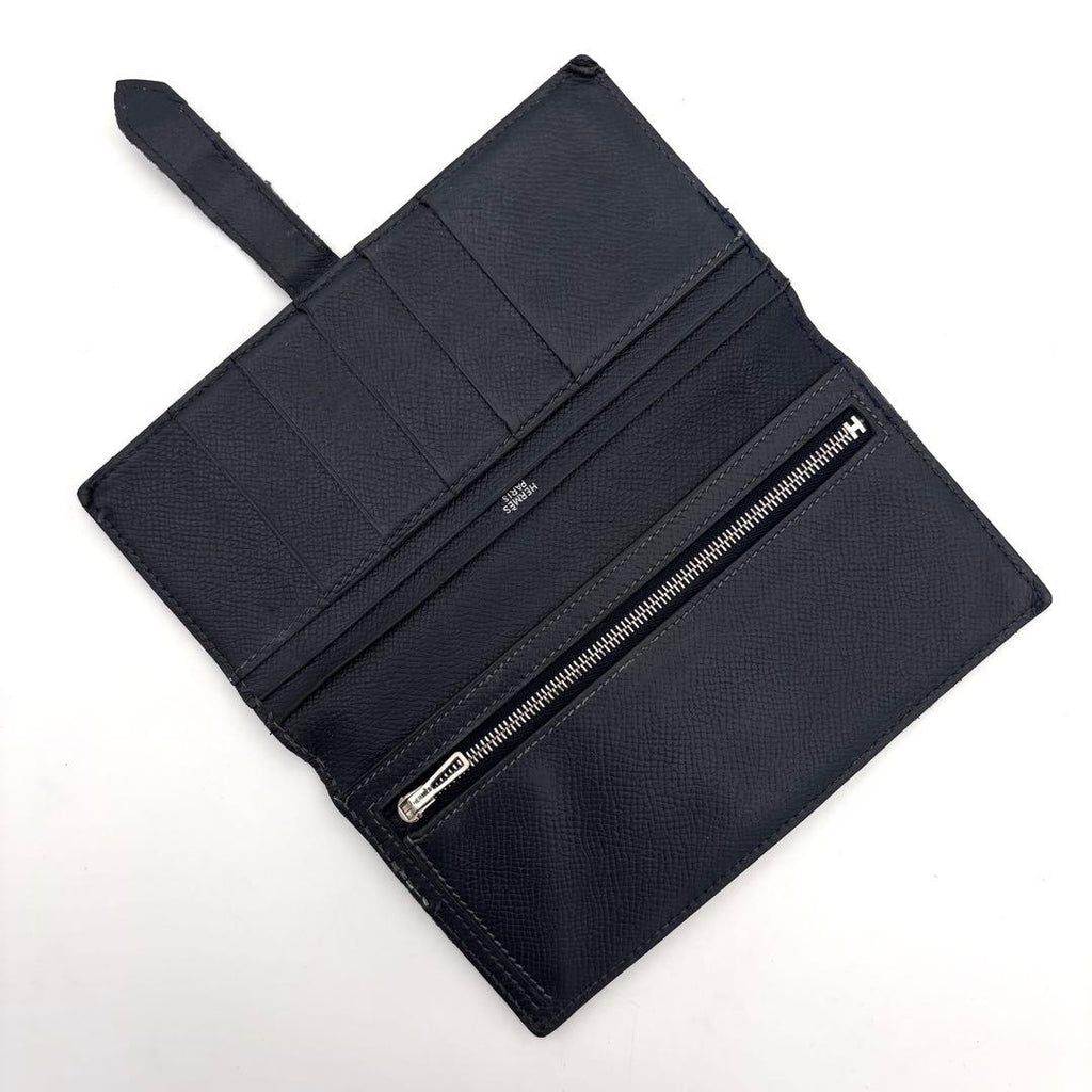Hermes Bearn Classic Bifold Wallet Navy Leather Epsom — view 3