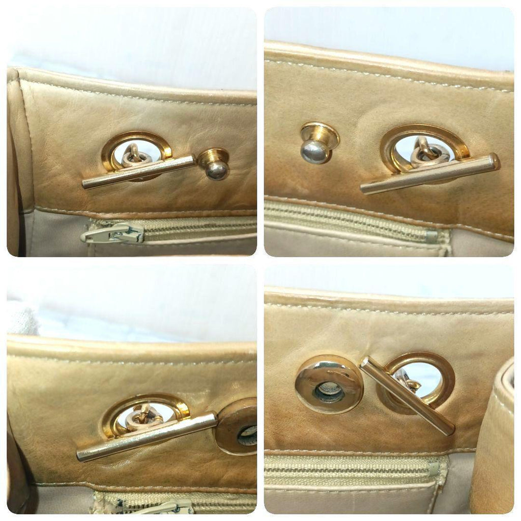 Chanel Quilted Chain Shoulder Lambskin Beige CC Logo — view 7