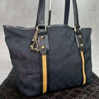 Gucci GG Sherry Line Tote Black Canvas