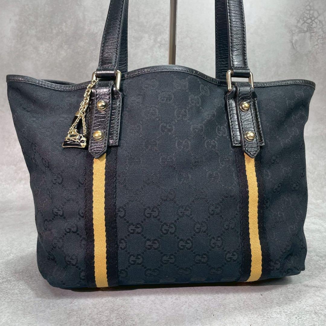 Gucci GG Sherry Line Tote Black Canvas — view 2