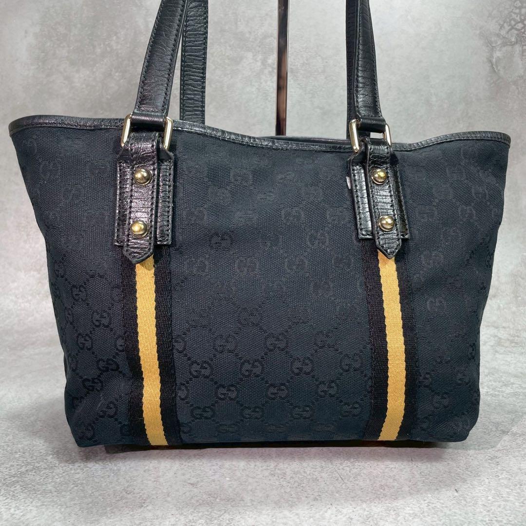 Gucci GG Sherry Line Tote Black Canvas — view 3