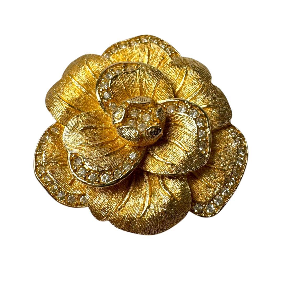 Dior Brooch Flower Camellia Rhinestone Vintage — view 2