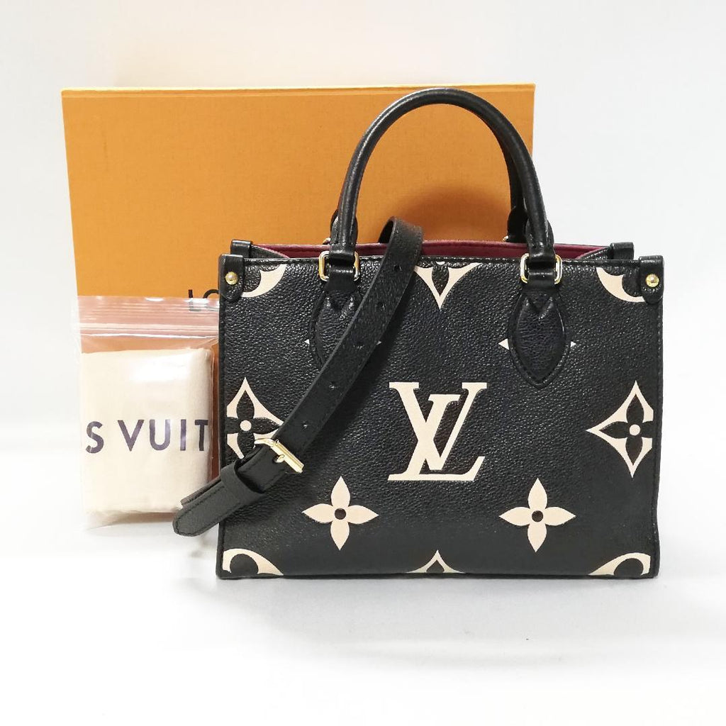 Louis Vuitton On The Go PM 2-Way Black Beige Tote Bag