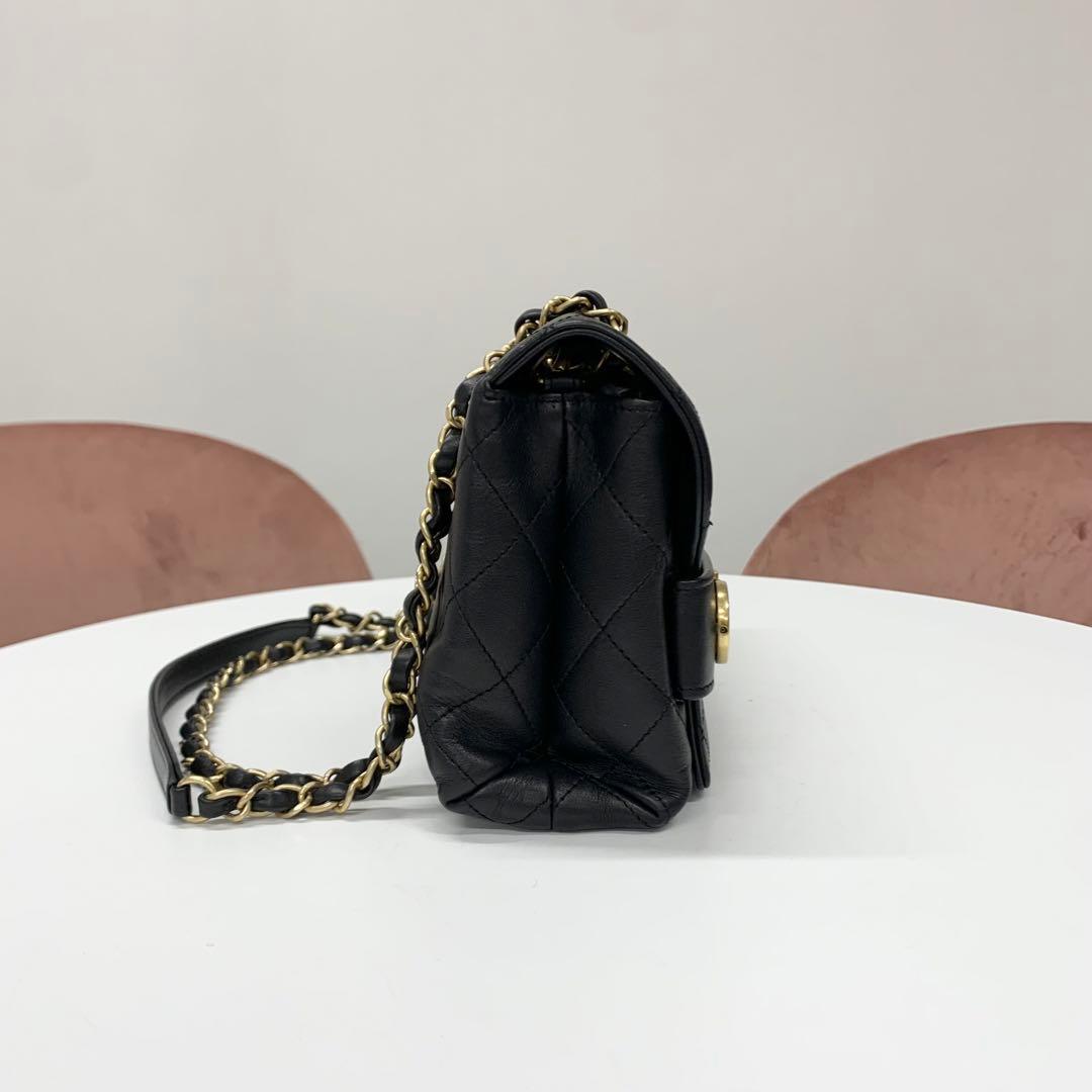 Chanel Quilted Logo Lambskin Double Chain Shoulder — view 2