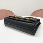 Chanel Quilted Logo Lambskin Double Chain Shoulder — view 4