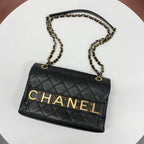 Chanel Quilted Logo Lambskin Double Chain Shoulder — view 5