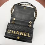 Chanel Quilted Logo Lambskin Double Chain Shoulder — view 6