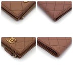 Chanel Quilted CC Logo Bifold Wallet Beige Caviar Leather — view 7