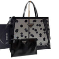 Prada Leather Mesh Sequin Dot Pattern Hand Tote Bag