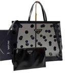 Prada Leather Mesh Sequin Dot Pattern Hand Tote Bag