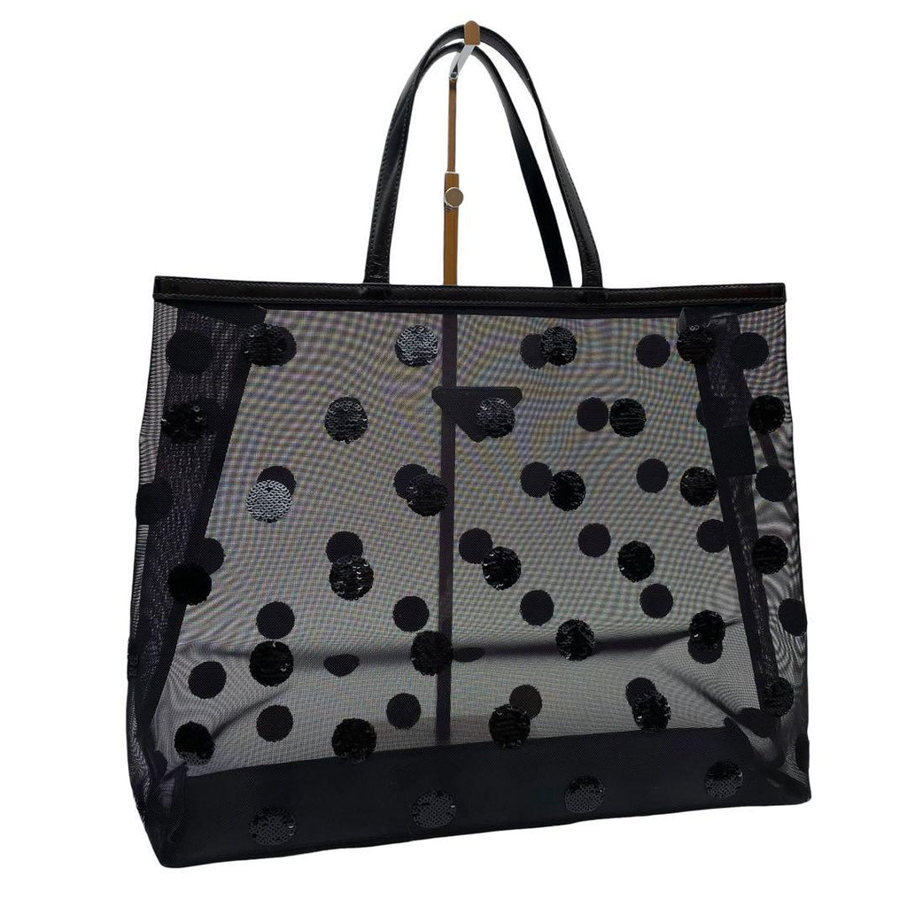 Prada Leather Mesh Sequin Dot Pattern Hand Tote Bag — view 2